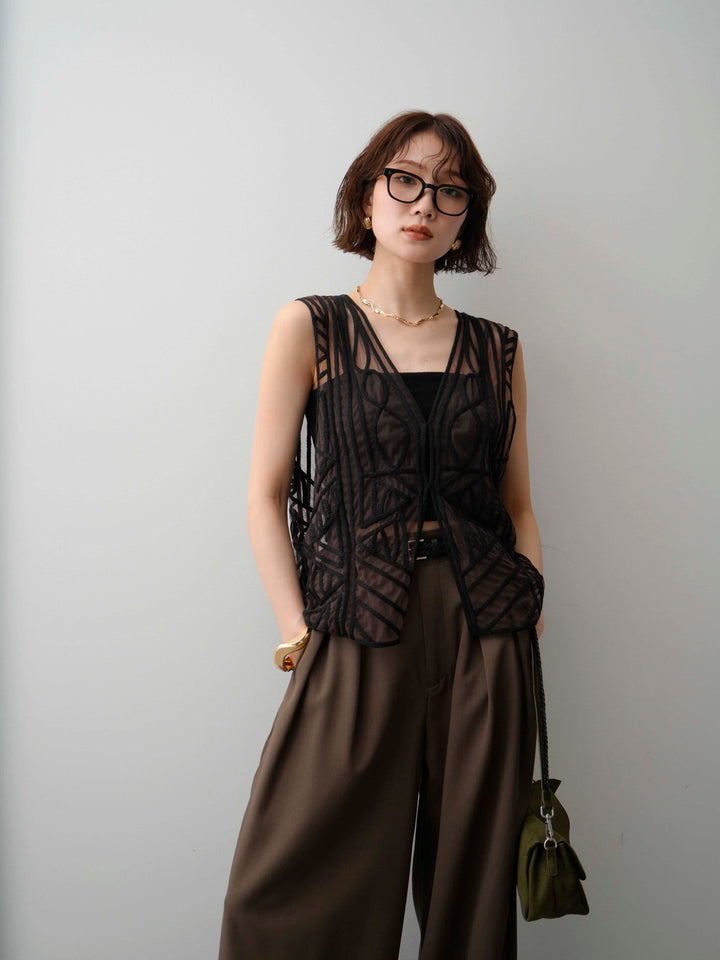 [予約]シアーコードデザインベスト/brown