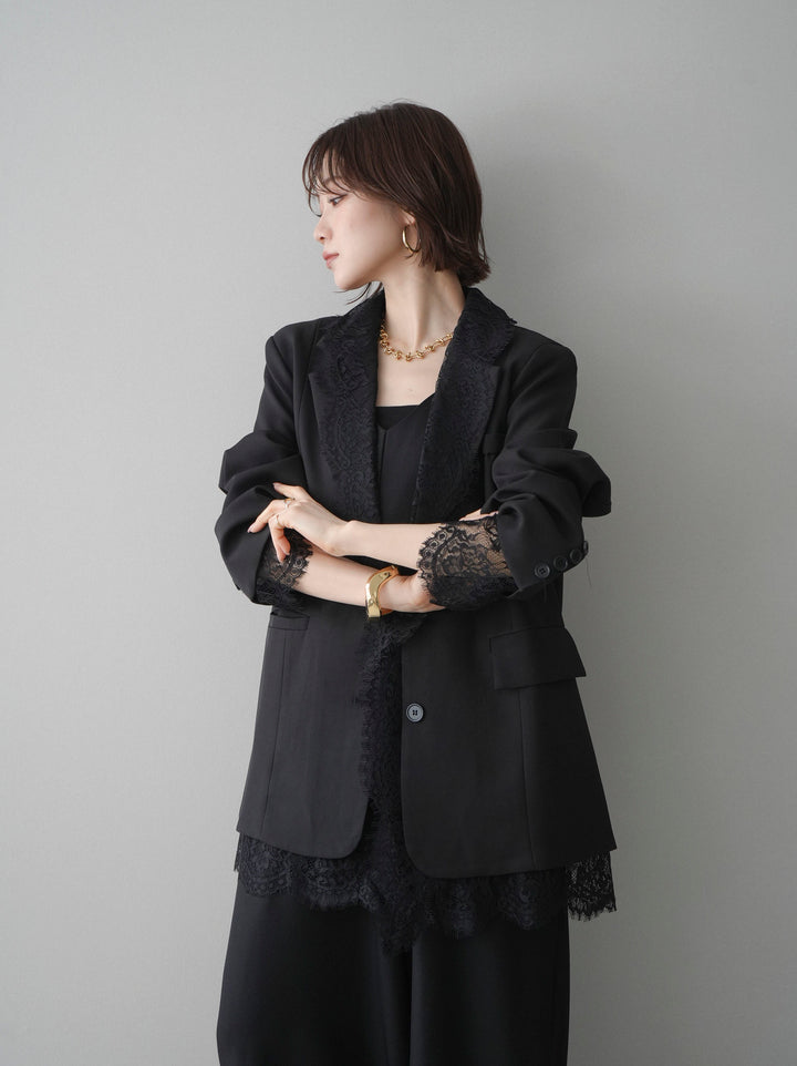 [予約]レースドッキングオーバージャケット/black