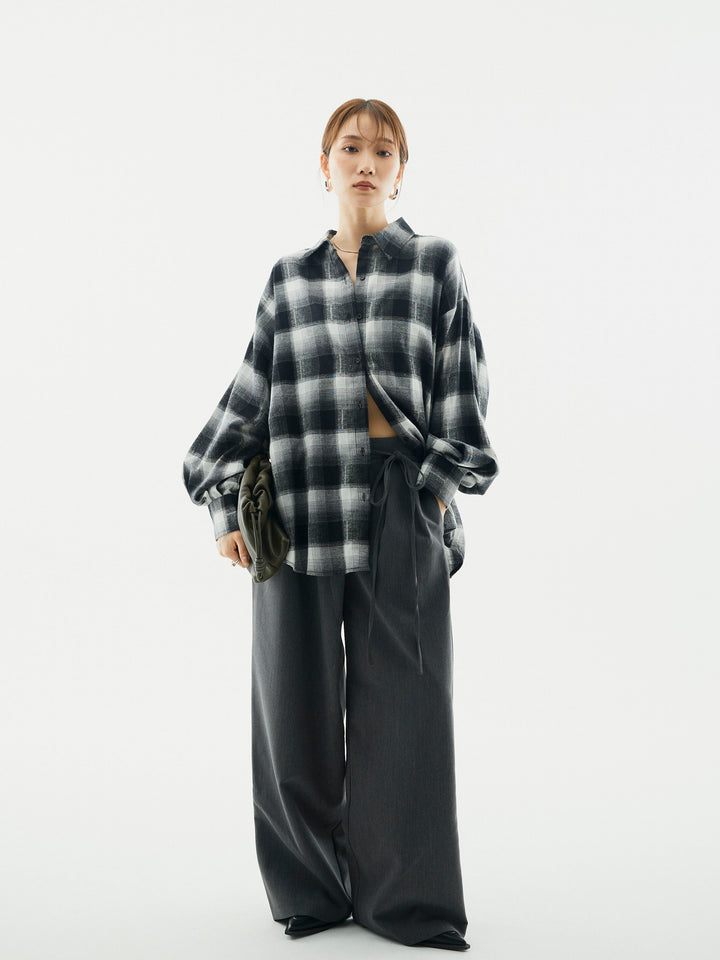 【Allure】[SET]オンブレチェックオーバーシャツ+オンブレチェックオーバーシャツ(2set)