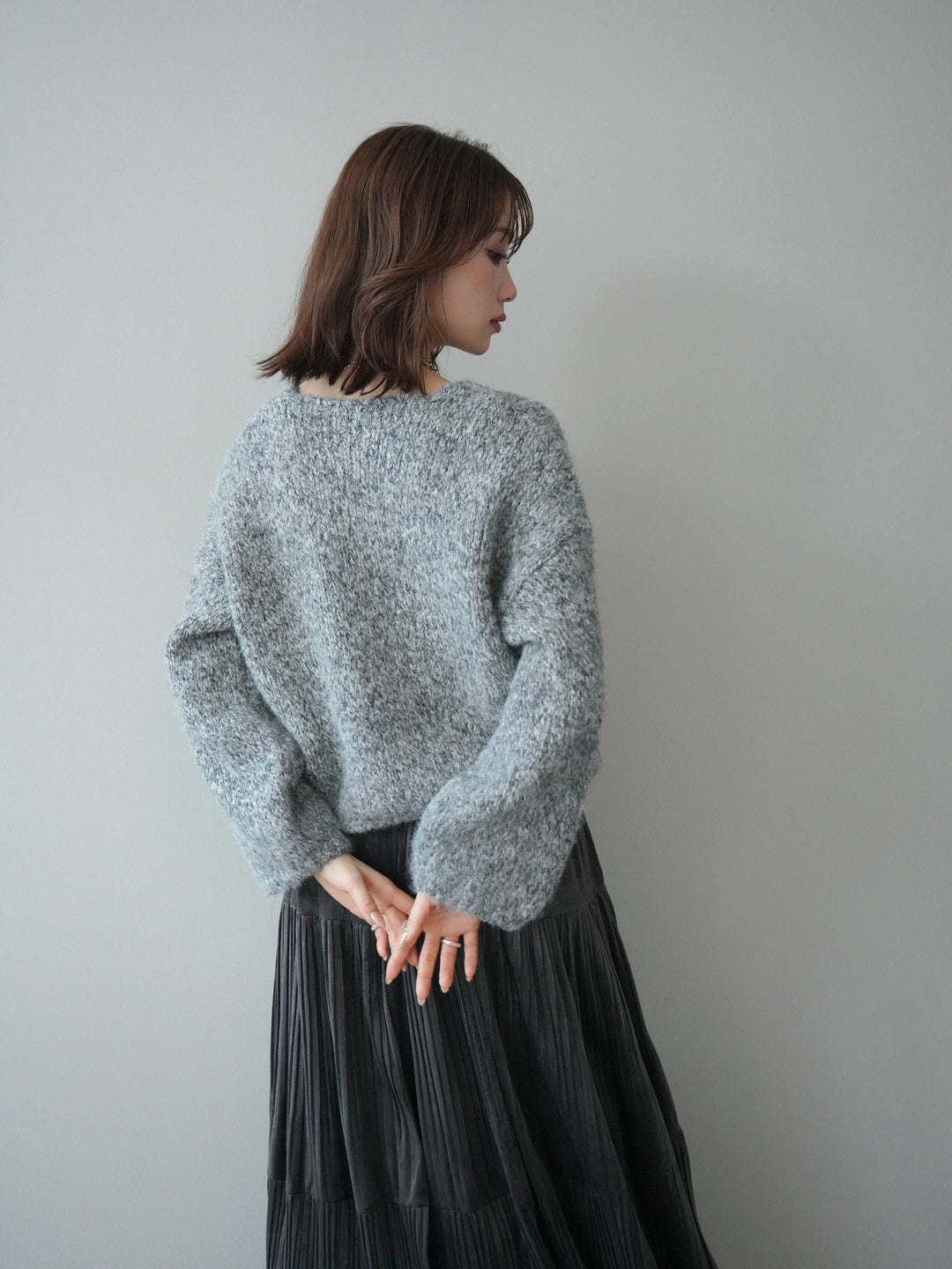 [SET]Vネックミックスヤーンニットプルオーバー+Vネックミックスヤーンニットプルオーバー(2set)