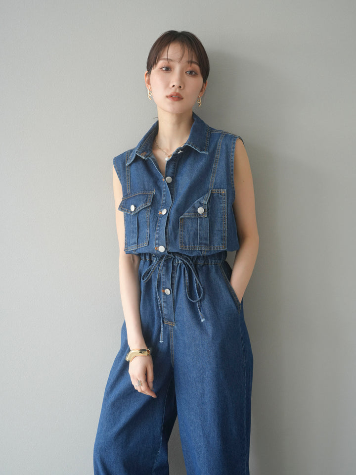 【預購】口袋設計牛仔連身衣/藍色