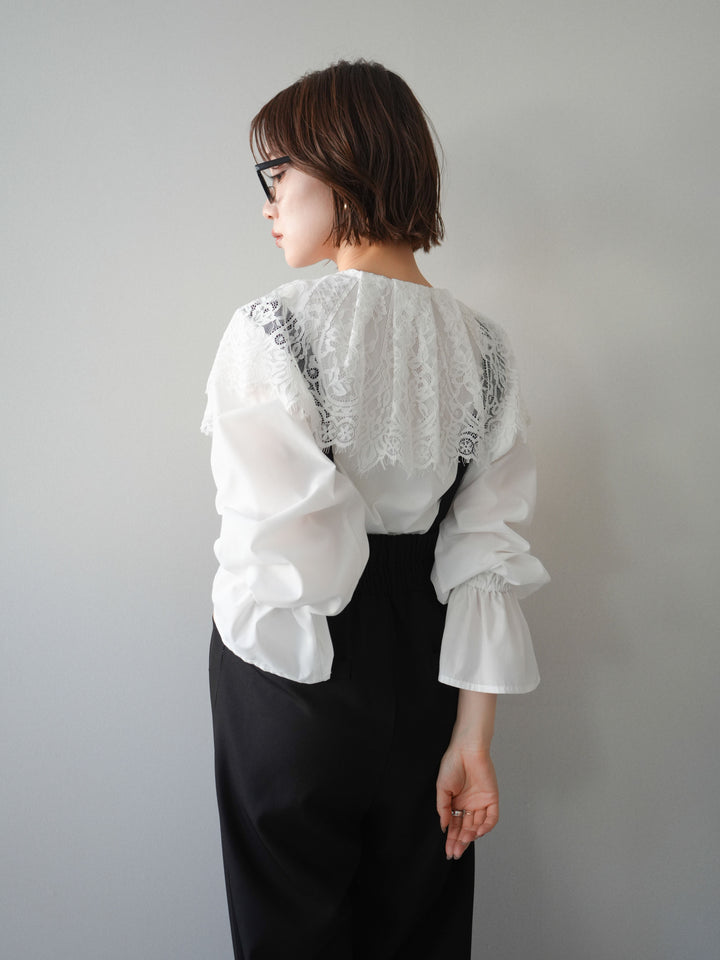 [予約]ビッグレースカラーブラウス/white