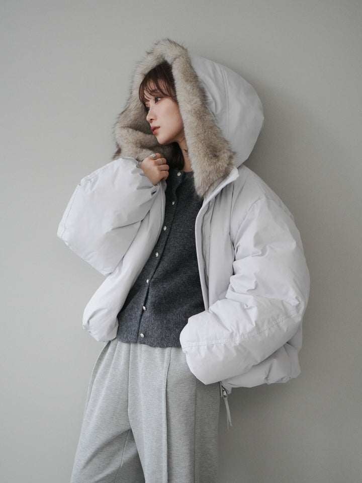 [予約]フードファーショートダウンコート/lightgray