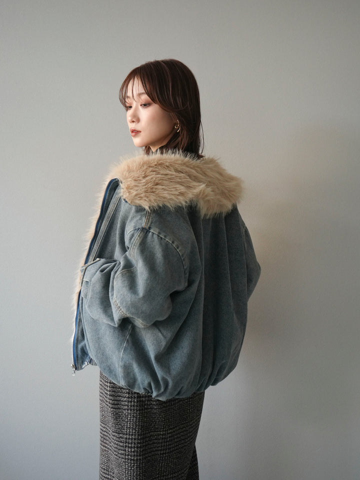 [SET]デニムxファーブルゾン+選べるアクセセット(2set)