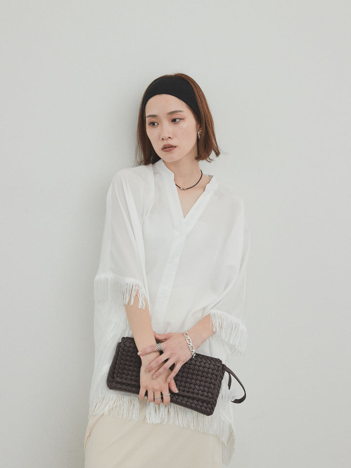 [SET] 方形流蘇斗篷襯衫 + 方形流蘇斗篷襯衫（2 件套）