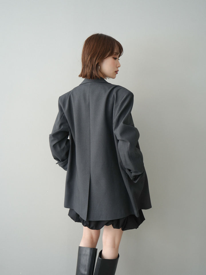 [SET]ノースリバルーンミニワンピース+ダブルブレストオーバージャケット(2set)