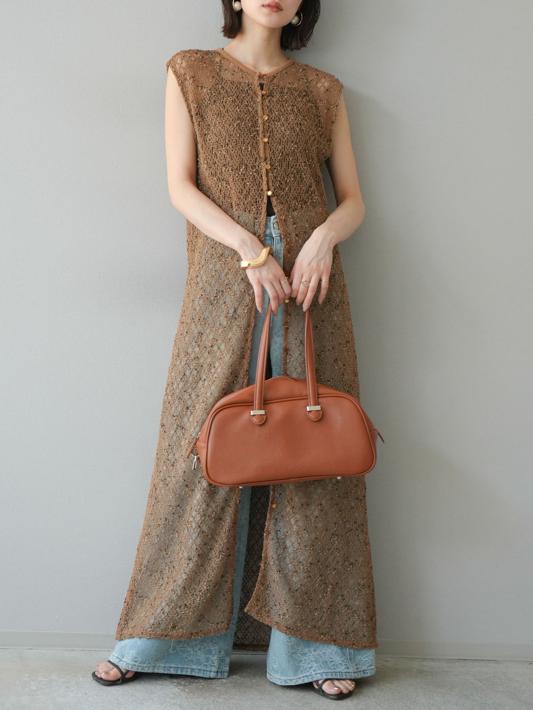 【預購】花提花牛仔寬褲/藍