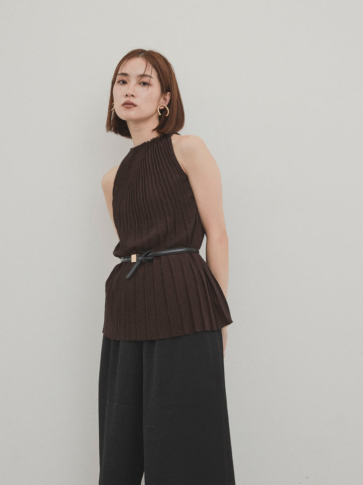 [SET]プリーツニットキャミソール+サテンイージーパンツ(2set)