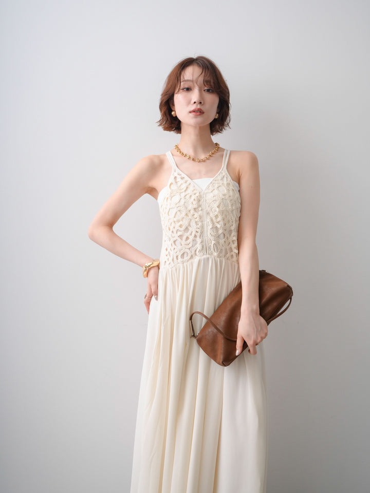 [予約]クロシェシフォンキャミワンピース/ivory