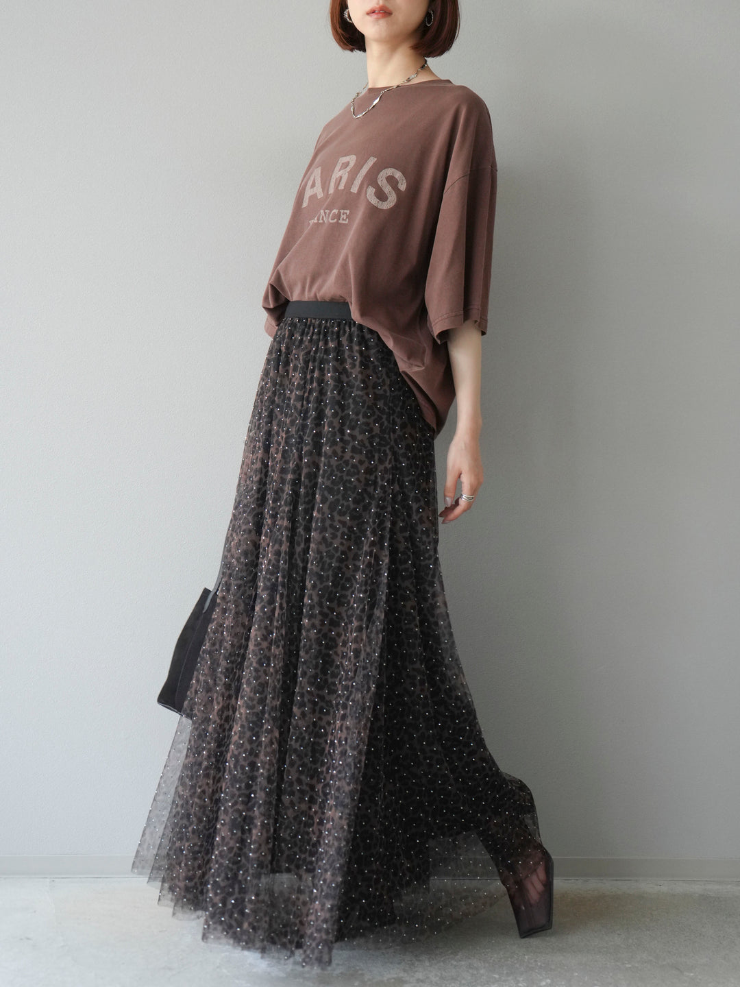 [予約]ピグメントロゴプリントTシャツ/ブラウン