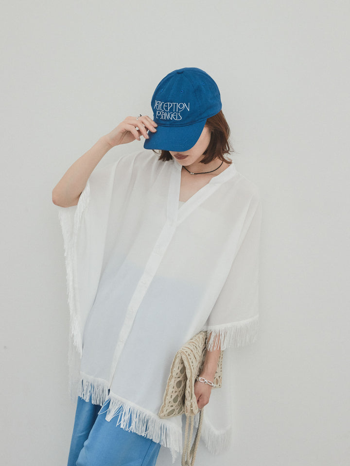 [予約]スクエアフリンジポンチョブラウス/オフ