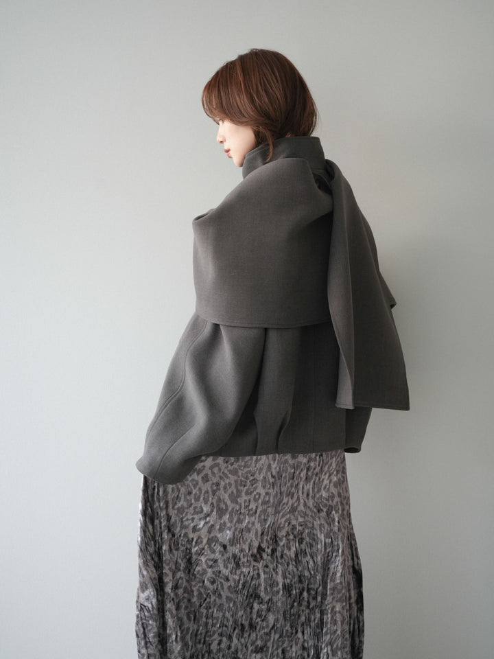 [予約]ストール付きミディアムコート/brown