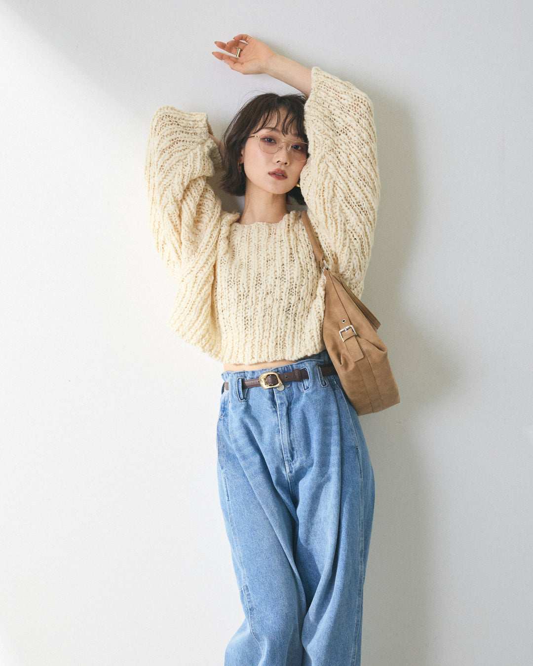 [予約]クロップドチャンキースラブニットプルオーバー/ivory