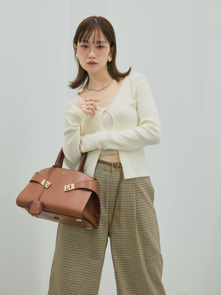 【Allure】[SET]フロントツイストホールリブニットトップス+フロントツイストホールリブニットトップス(2set)