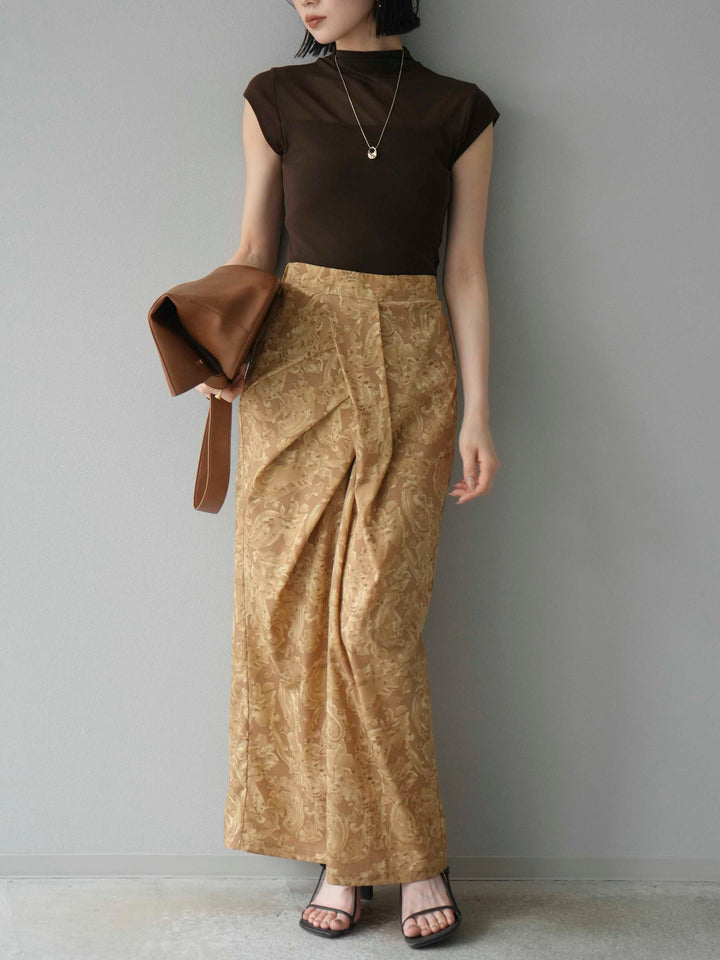 [預訂] 透明切換彈性上衣/棕色