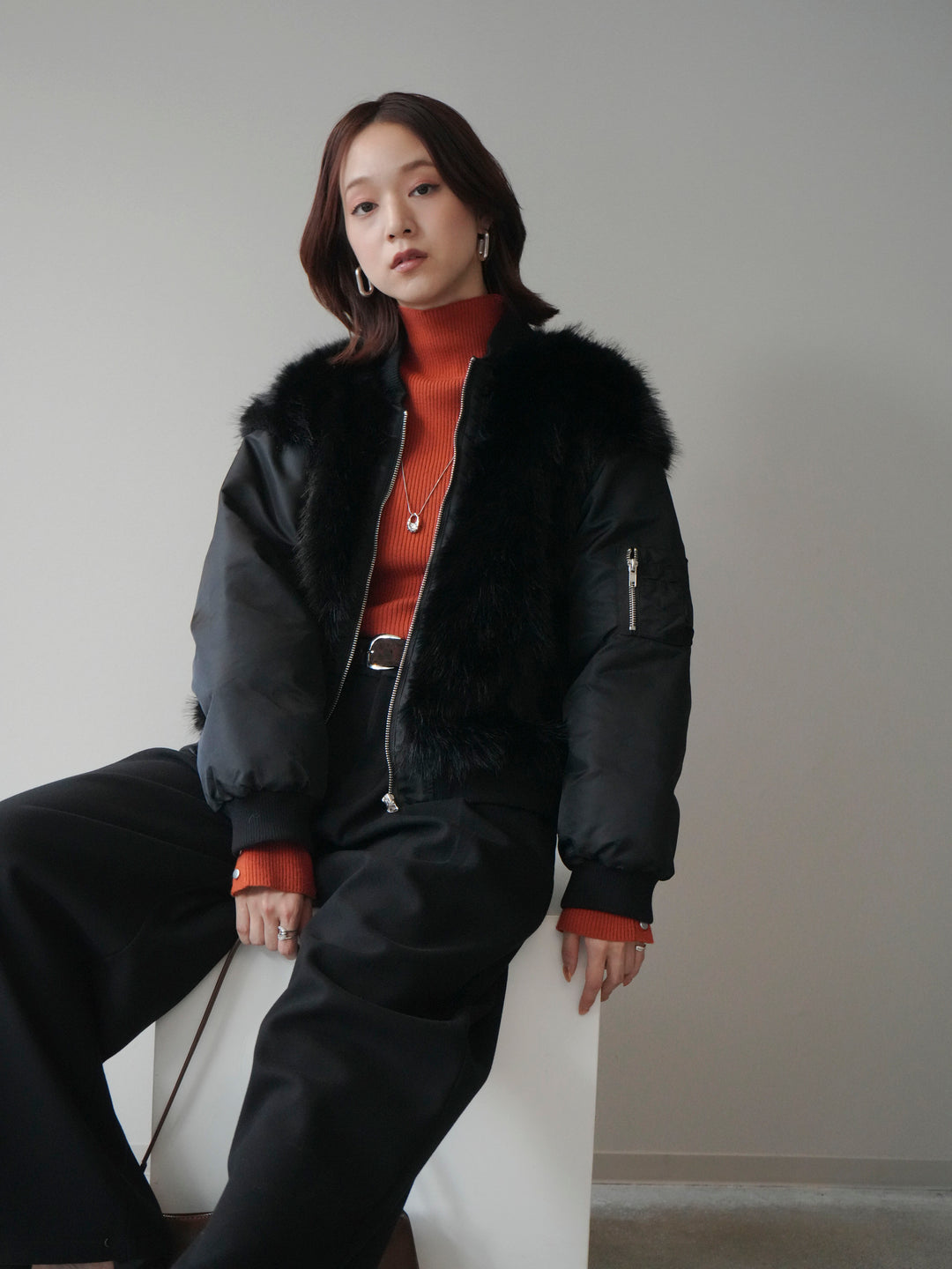 [預訂] 人造毛組合 MA-1/黑色