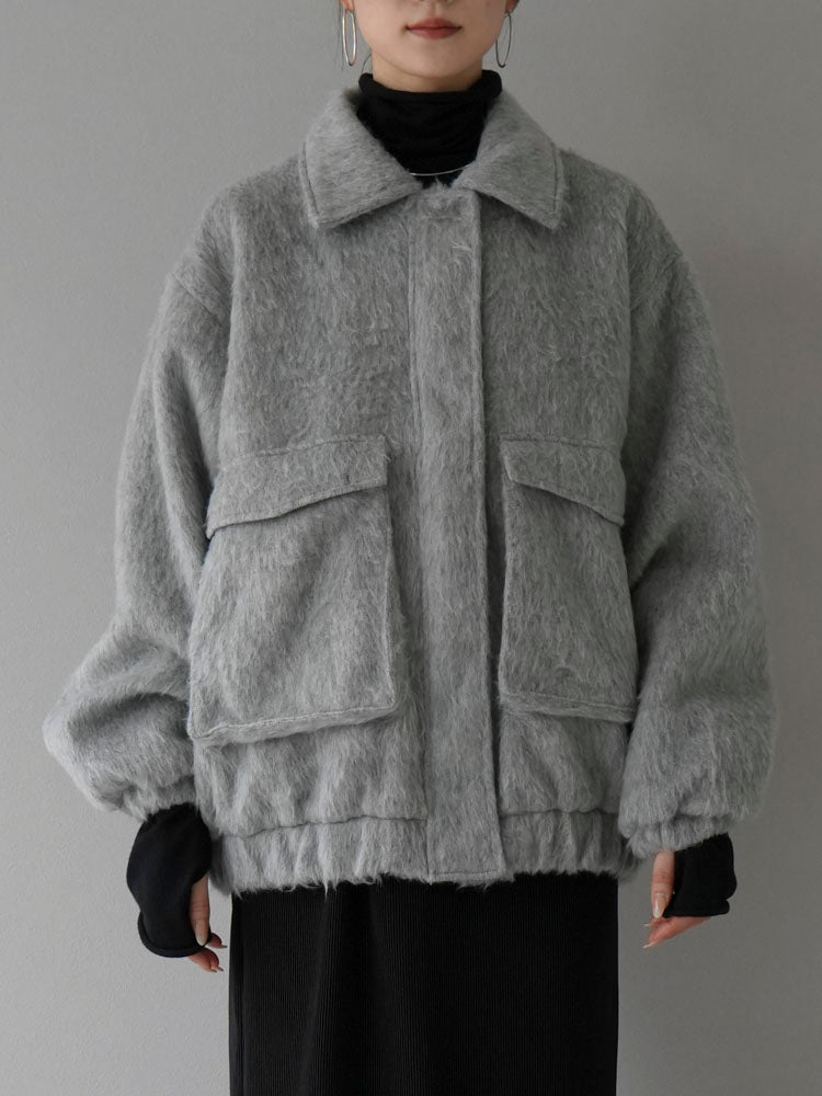 予約]シャギービッグポケットジップブルゾン/グレー – Lumier