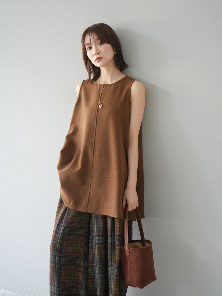 [予約]フレアノースリーチュニック/ブラウン