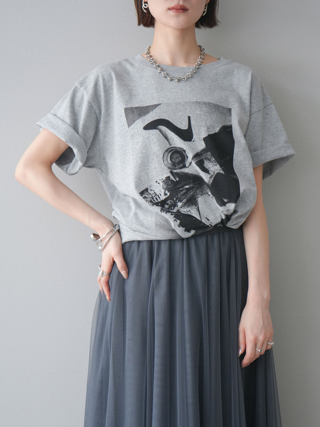 [予約]モノクロフォトTシャツ/mokugray1