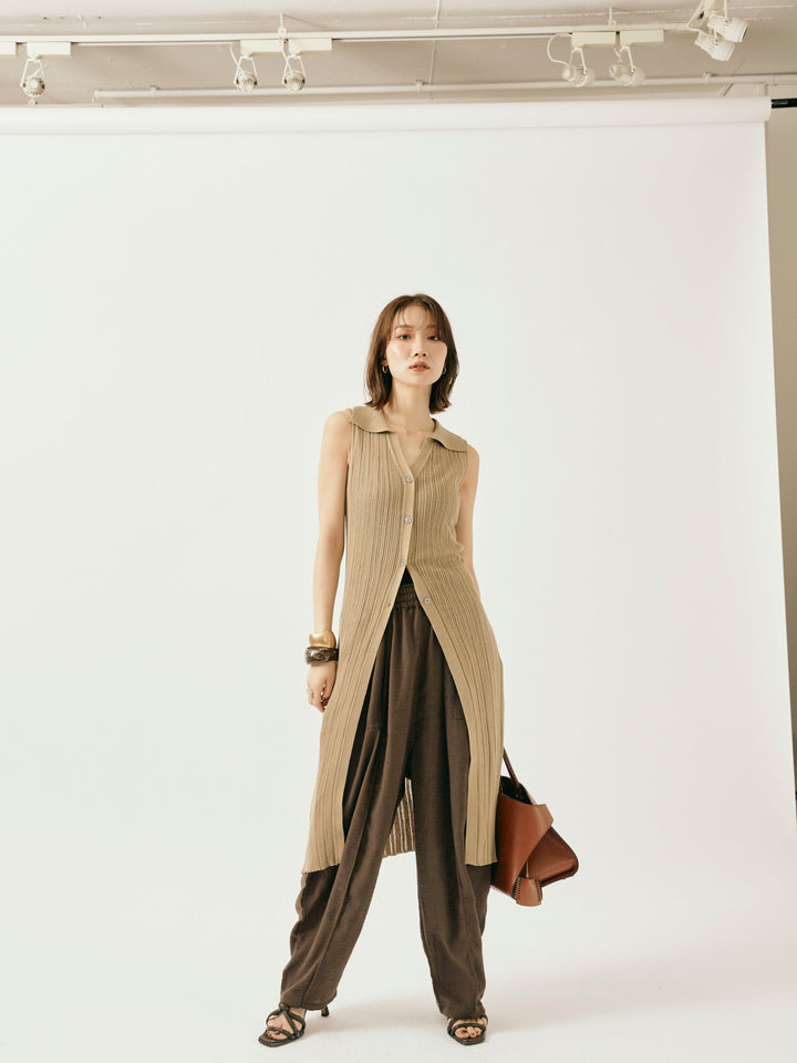 [予約]リネンライクベイカーバルーンパンツ/ブラウン