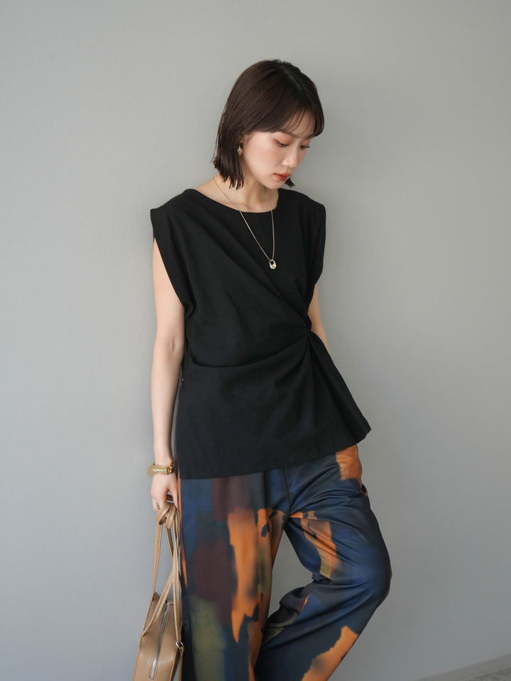 [予約]サイドツイストフレンチトップス/ブラック