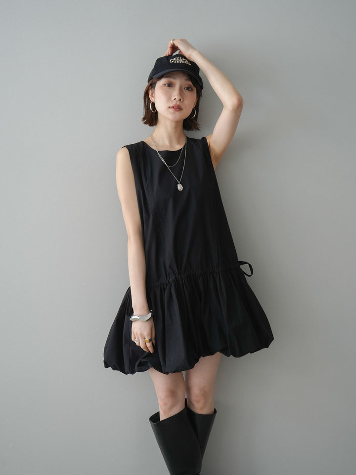 [予約]ノースリバルーンミニワンピース/black