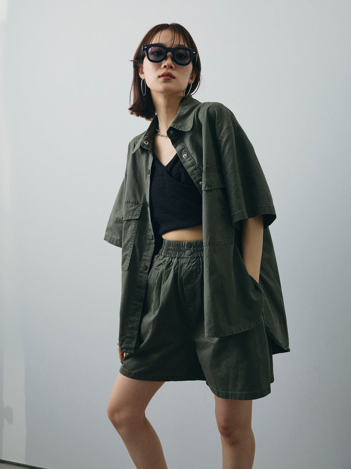 [SET]ミリタリーオーバーシャツ＆ハーフパンツSET UP+ミリタリーオーバーシャツ＆ハーフパンツSET UP(2set)