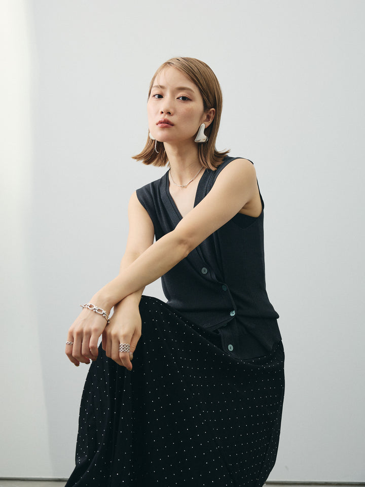 [予約]クールタッチ2WAYデザインニットベスト/チャコール