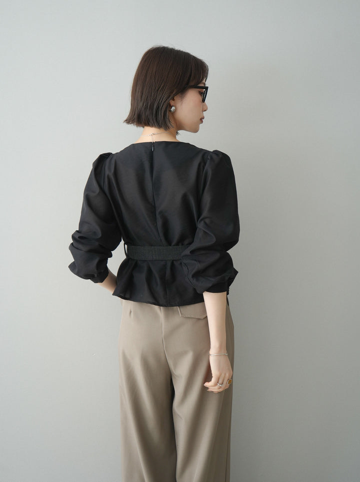 [SET]異素材ビスチェドッキングブラウス+異素材ビスチェドッキングブラウス(2set)