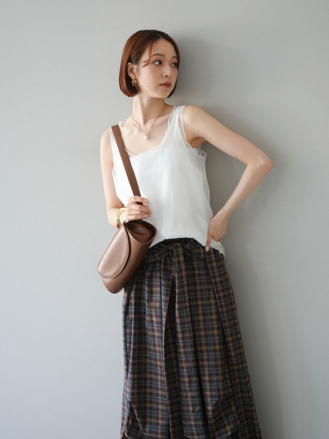 [予約]オーガンジーレイヤードタンクトップ/ホワイト