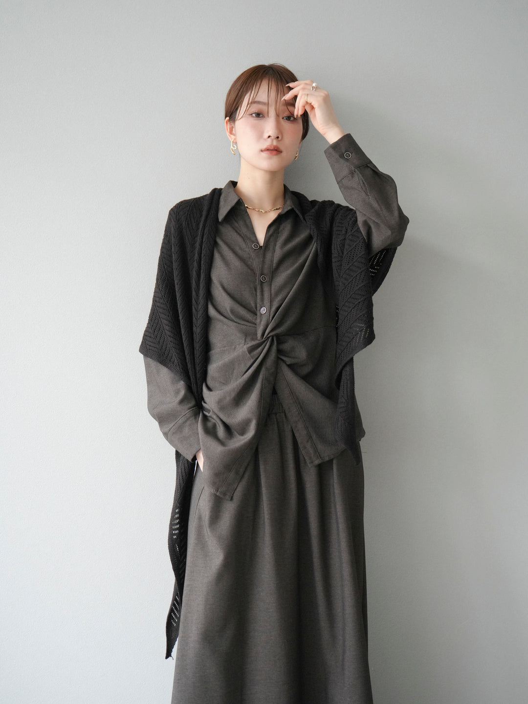 [SET]ツイストデザインシャツ＆スカートSET UP
