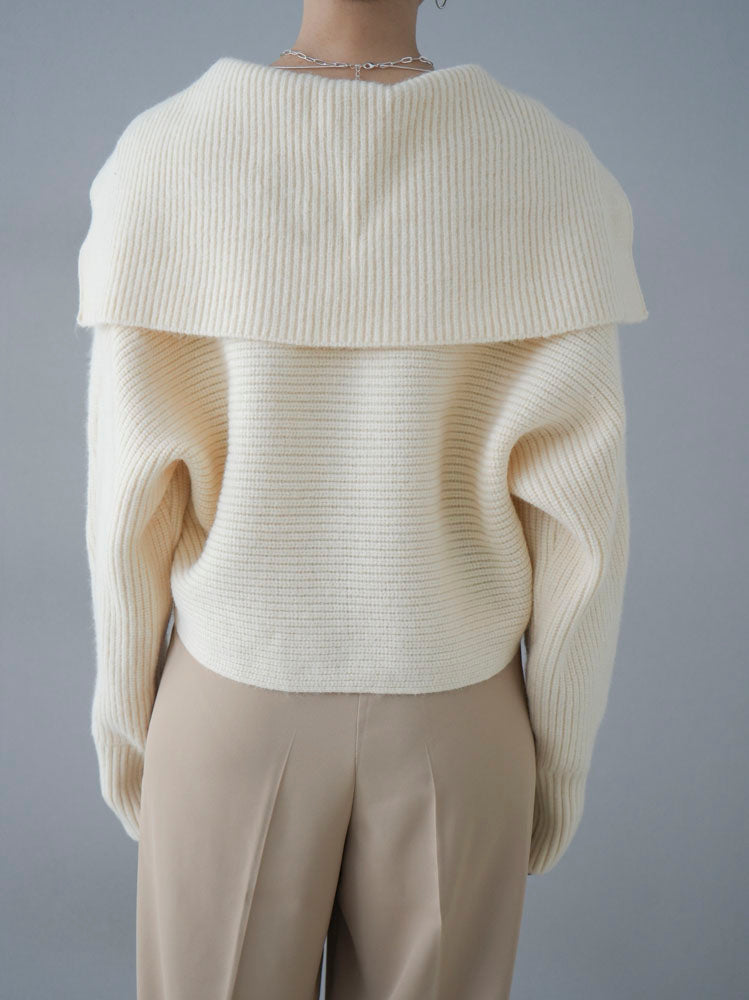 [Pre-order] Angora-touch sailor collar knit pullover/ivory