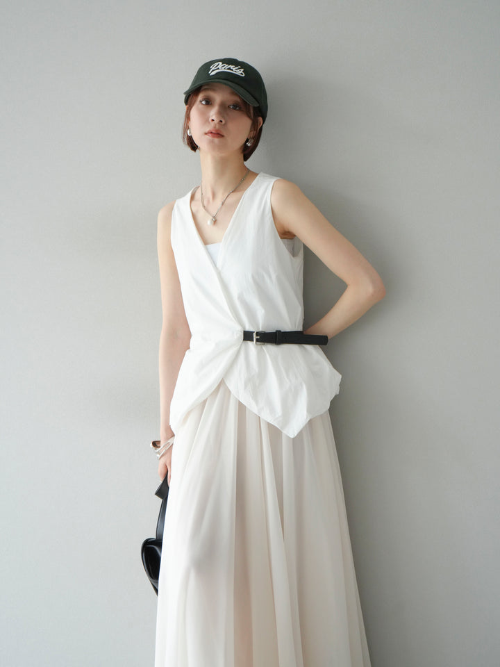 [SET]ベルトデザインバルーンブラウス+ベルトデザインバルーンブラウス(2set)