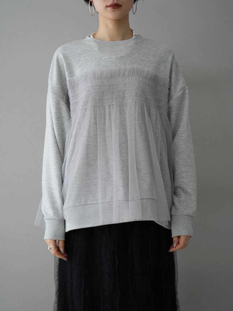 [Pre-order] Tulle docking fleece pullover/heather gray