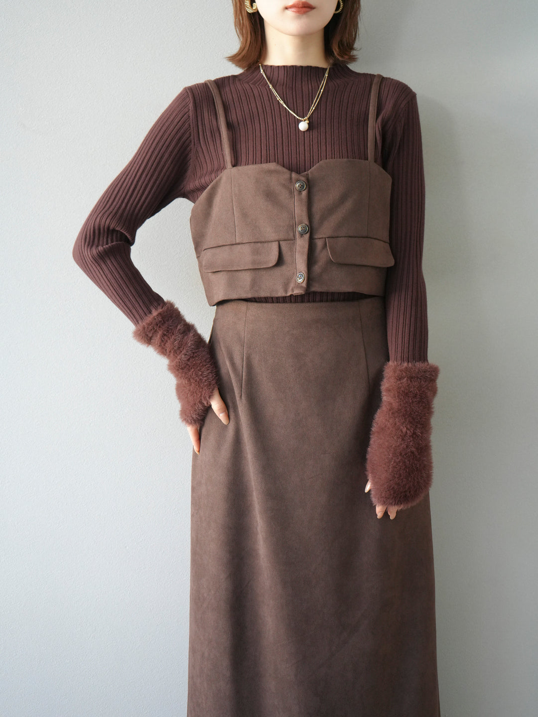 [予約]スウェードビスチェ/ブラウン