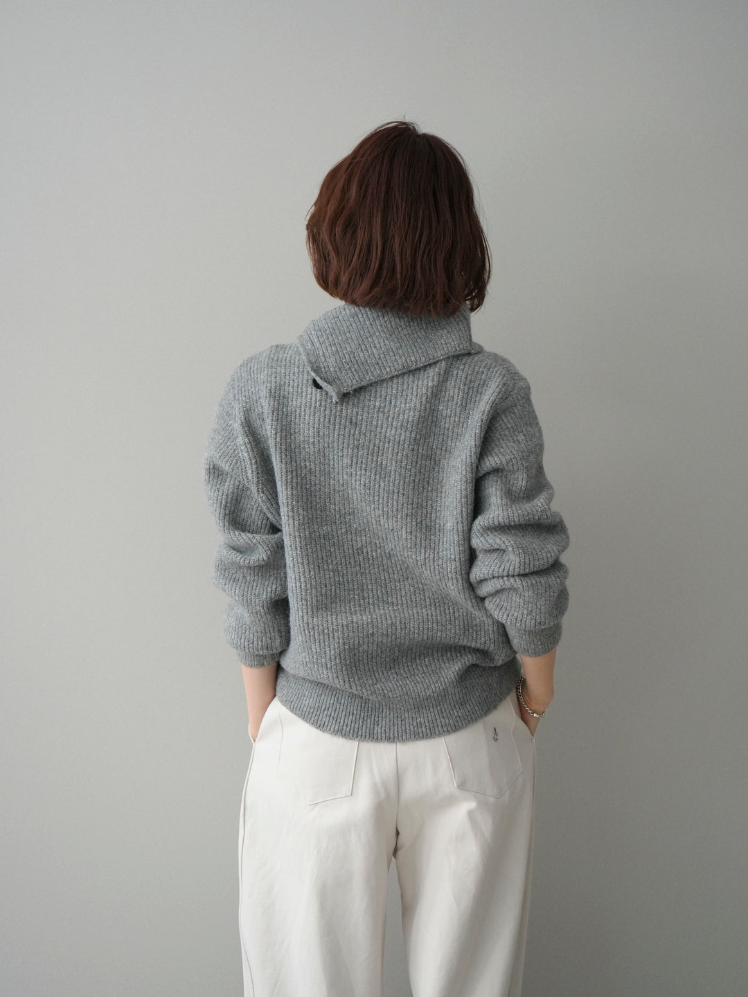 [SET]ハイネックデザインボタンニットカーディガン+選べるアクセセット(2set)