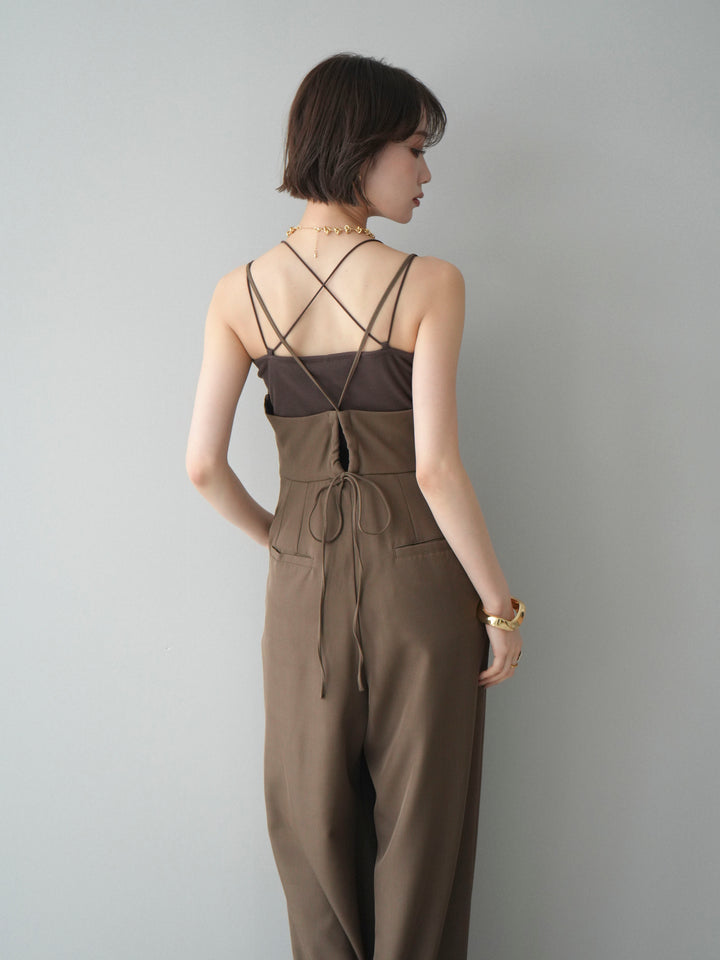 [予約]バックデザインサロペット/brown