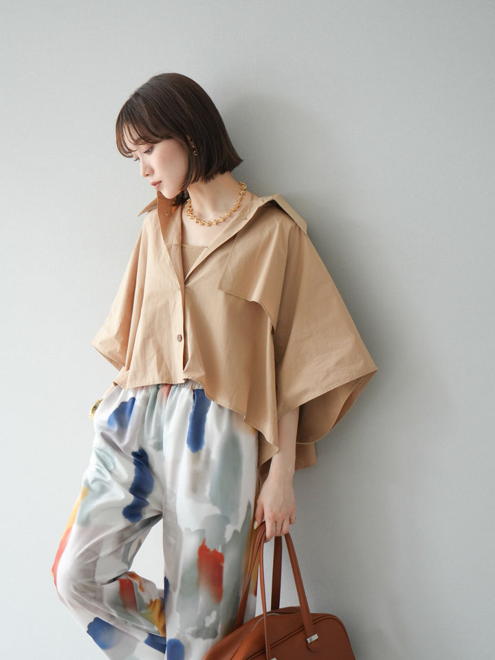 [予約]ポンチョショートシャツ/ベージュ
