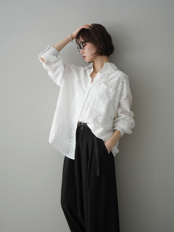 [SET]ジャガードレースオーバーシャツ+選べるアクセセット(2set)