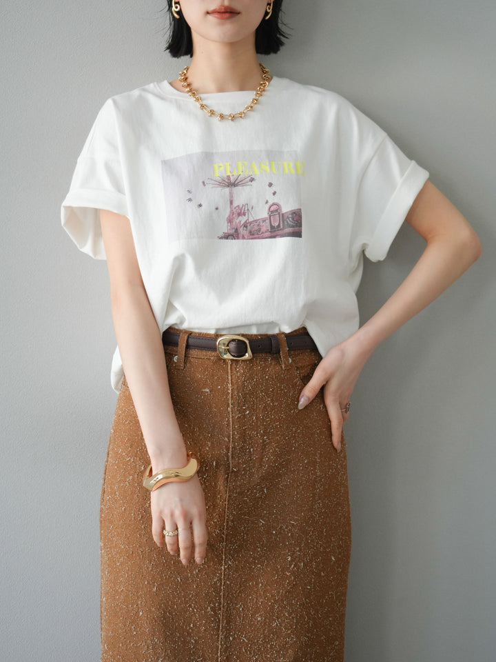 [預購] 霓虹logo印花T卹/米黃色