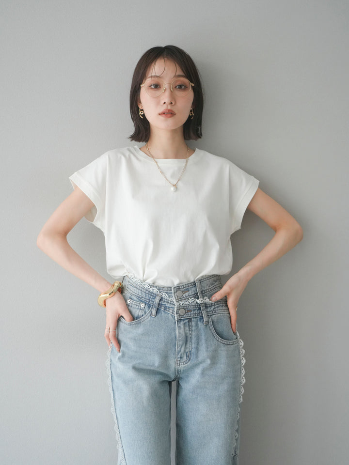 [予約]フレンチスリーブTシャツ/オフホワイト　　