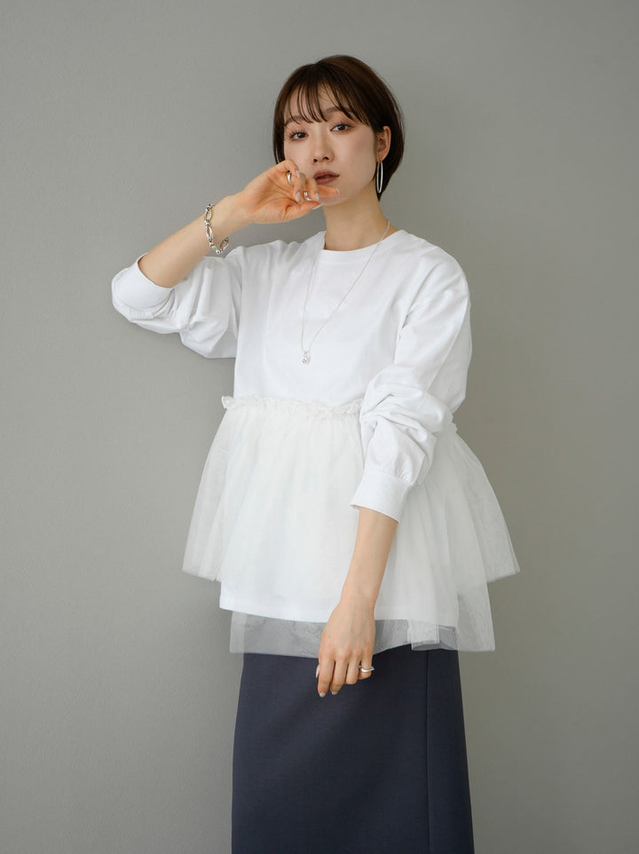[Pre-order] Tulle Docking Cut and Sew/Off-White