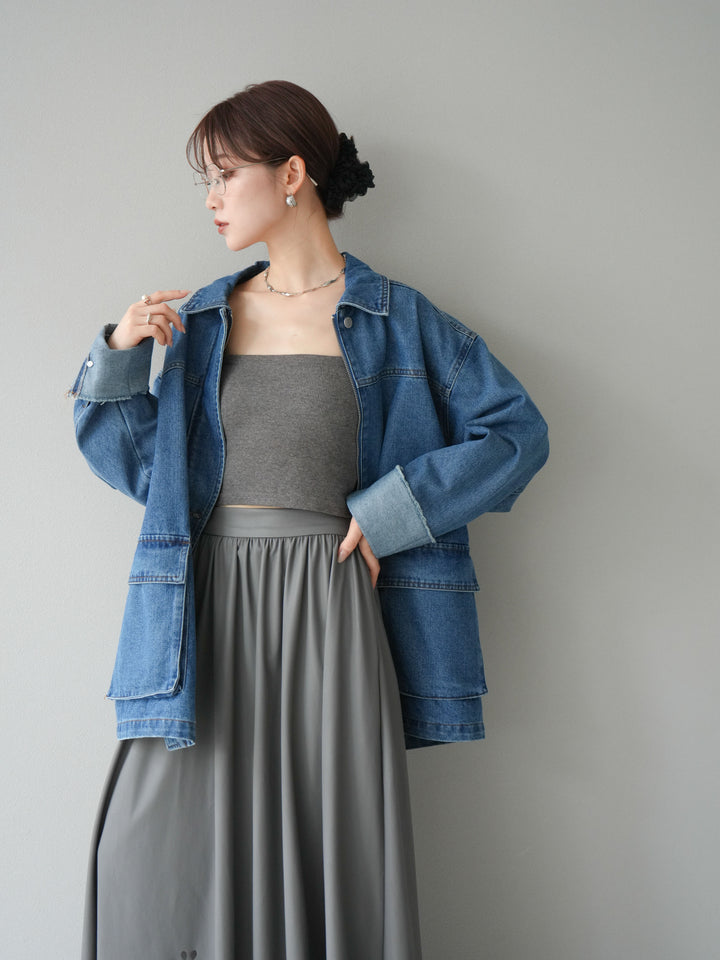 [予約]ステッチデニムオーバージャケット/ブルー