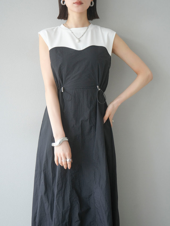 [SET] 剪裁對接尼龍洋裝 + 可選飾品套裝 (2 套)