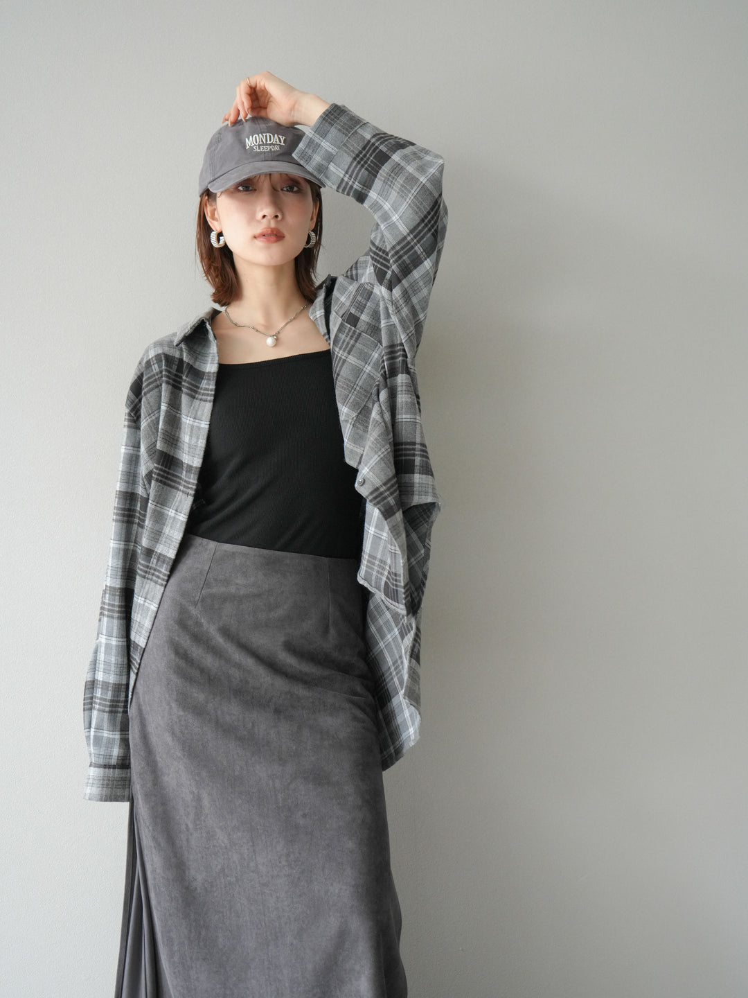 [予約]起毛チェックオーバーシャツ/グレー