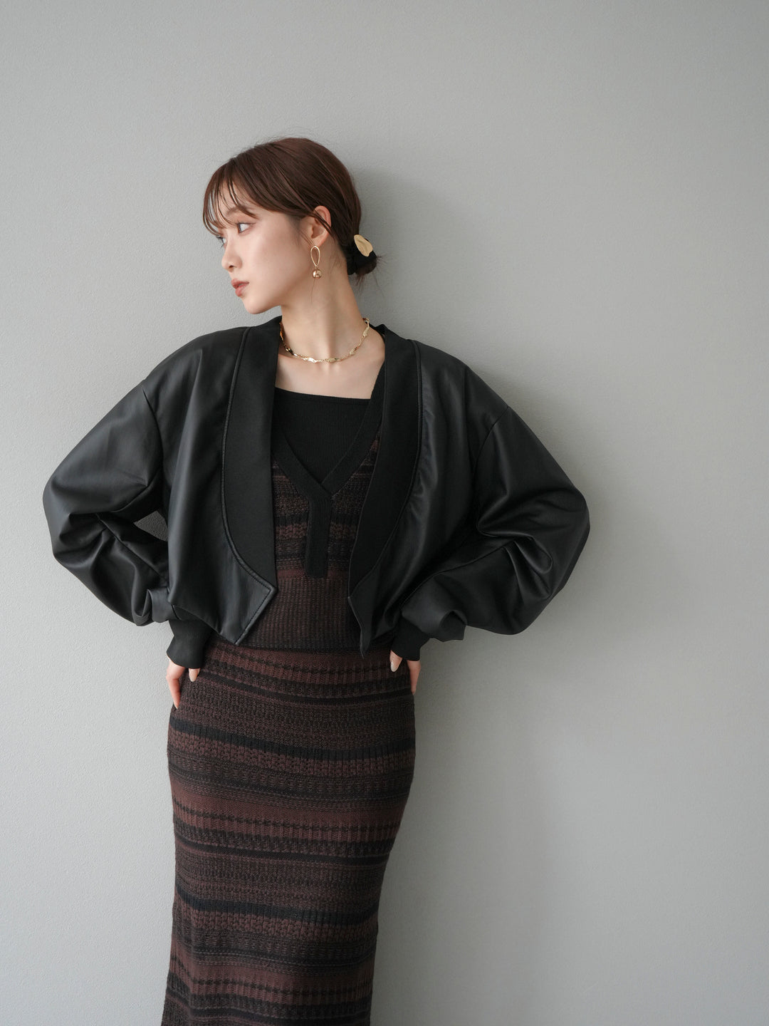 [予約]レザーバルーンボレロ/ブラック