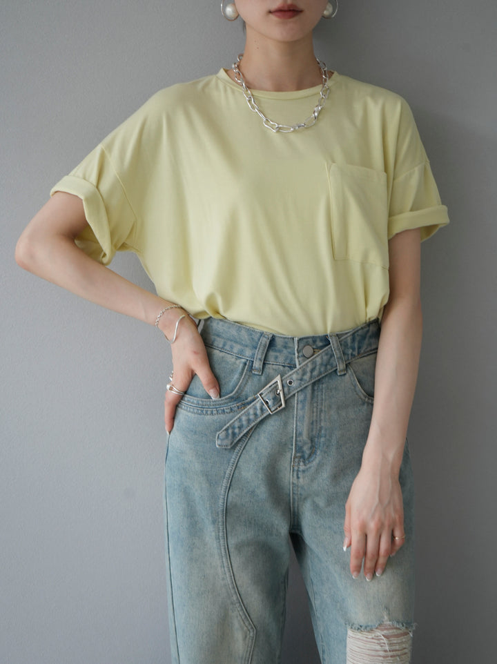 [予約]UVカット&ドライ加工ポケット付きTシャツ/イエロー