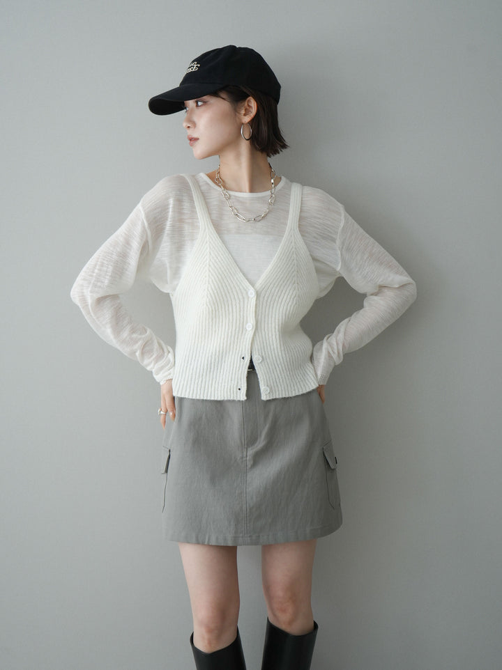 [予約]ビスチェアンサンブルシアーニット/white