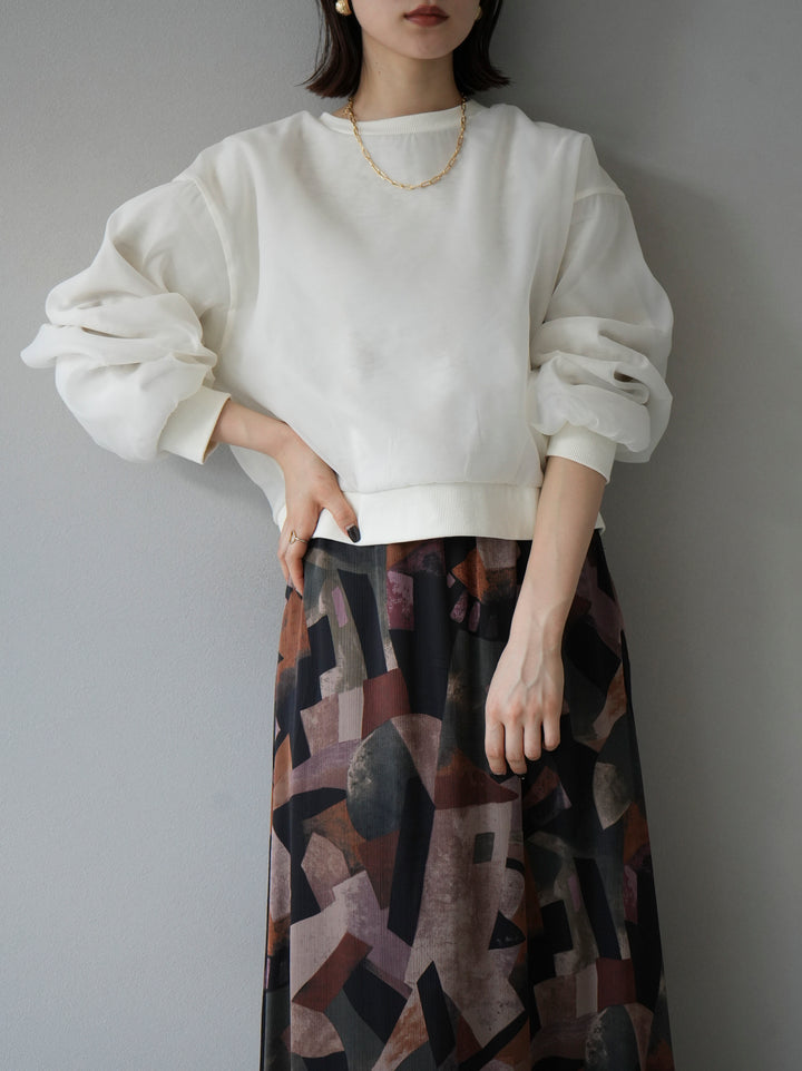 [予約]ラメシアーレイヤード裏毛クロップドプルオーバー/オートミール