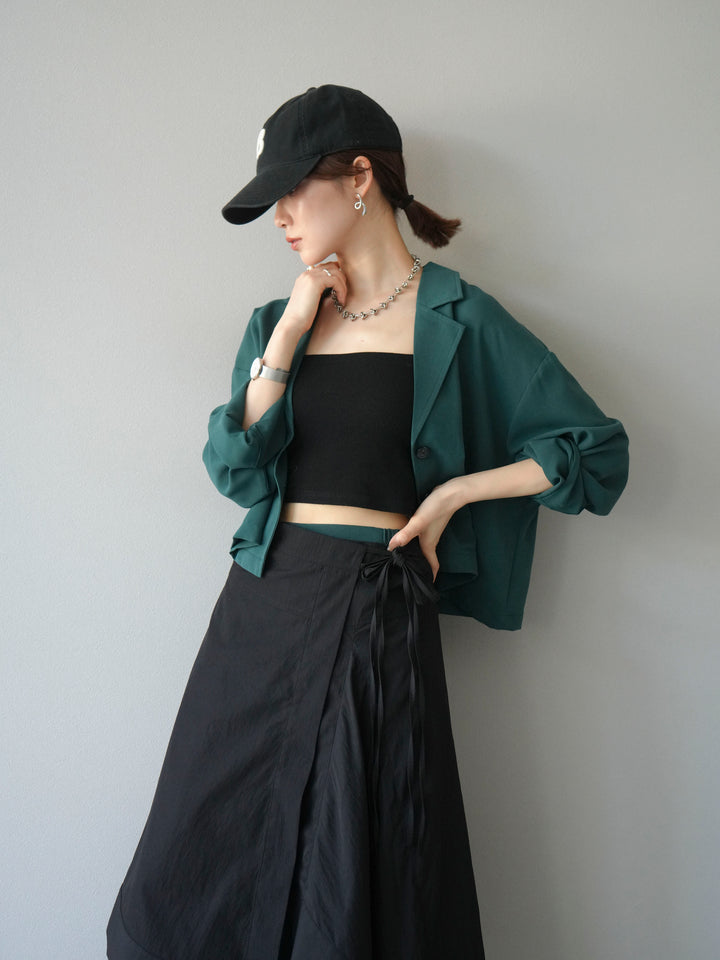 [予約]レーヨンライクショートジャケット/グリーン